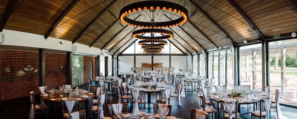 wedding breakfast room captured by a wiltshire wedding videographer at syrencot